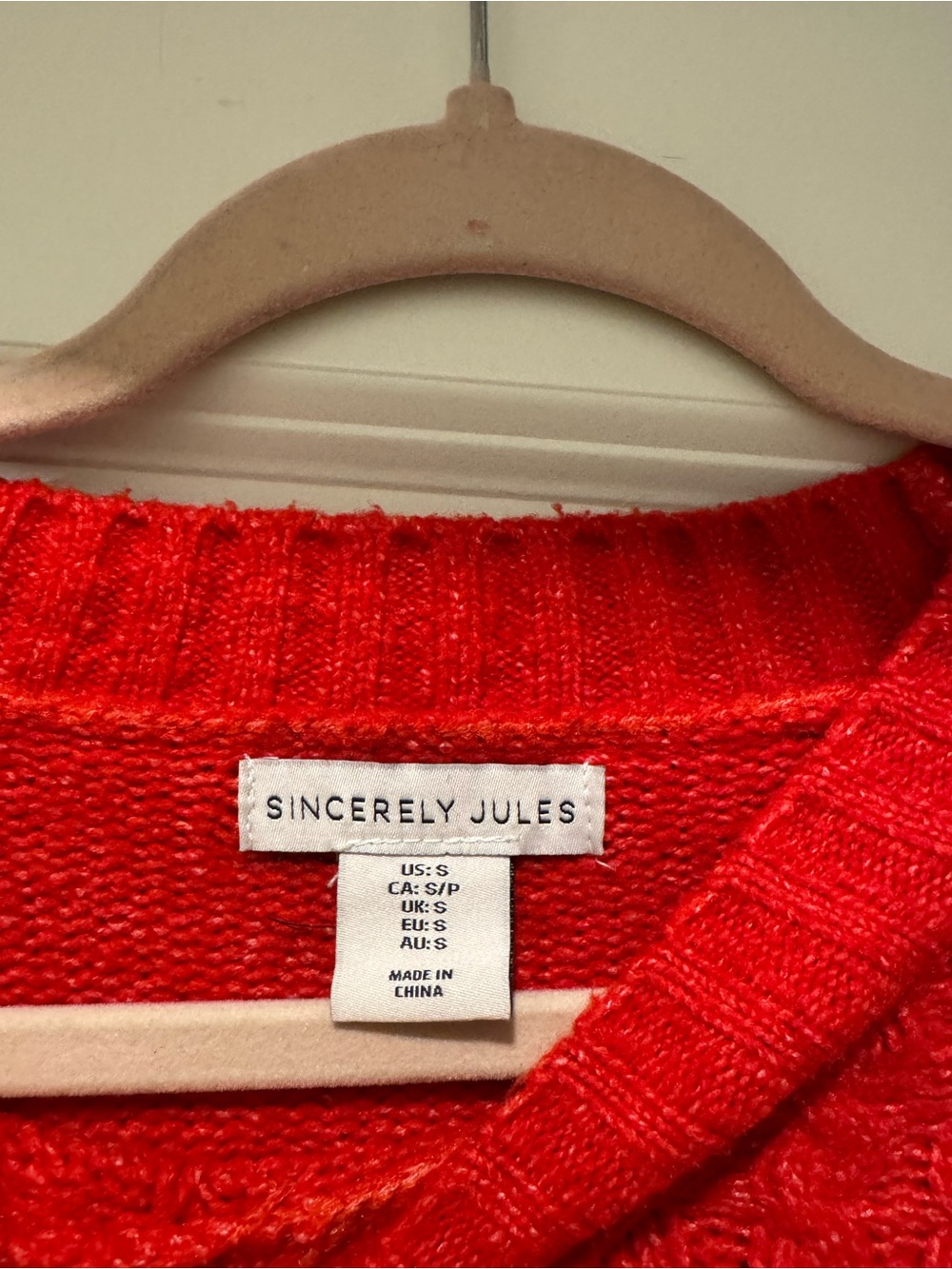 Sincerely Jules Red Cable-Knit Crewneck Sweater - Picture 3 of 3
